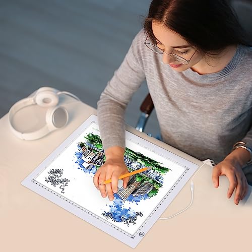 TOHETO A4 Light Pad with Foldable Stand, UL Certified Adapter, 8000 Lux Super Bright Ultra Thin Pad for Cricut Weeding Vinyl, Artist Drawing Light TOHETO