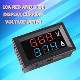 Alinan 6pcs Digital Voltmeter Ammeter DC 100V 10A Amp Voltage Current Volt Amp Meter Tester 3 Bits Dual LED Display Panel(Red-Blue) Amp Volt Alinan