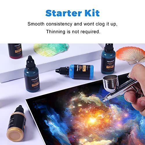 Airbrush Paint, Henyiewl 28 Colors Airbrush Paint Set (30 ml/1 oz), Opaque & Water-based Acrylic Air Brush Paint Kit Includes Metallic and Neon Henyiewl