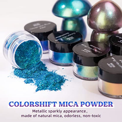 LET'S RESIN Mica Powder, 18 Jar Chameleon Mica Powder, Color Shift Mica Powder for Epoxy Resin/Tumbler, Chrome Powder Pigment for Nails Art,