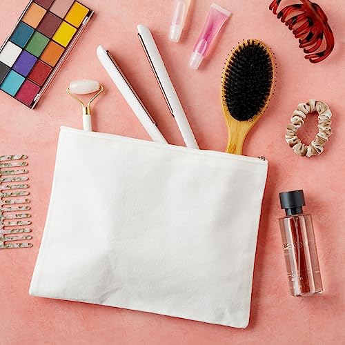 Bright Creations 6 Pack Large Cosmetic Canvas Pouch With Zipper 9 x 12, Blank Bag Organizer Purse for Travel, Toiletry, DIY Crafts Bright Creations
