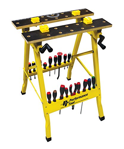 Performance Tool W54025 Portable Multipurpose Workbench and Vise (200 lbs Capacity) , Yellow Performance Tool