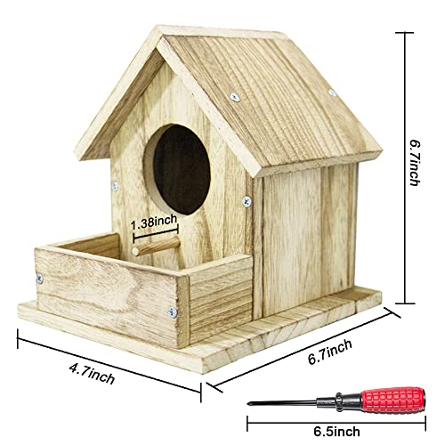 DIY Outdoor Wooden Bird Feeding Build House,Wooden Bird House Kit for Outside Hanging,4.6 Inches Bird Nest, Nesting Box for Backyard Courtyard Patio - WoodArtSupply