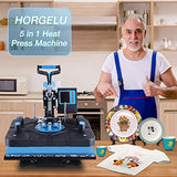 HORGELU Upgraded 5 in 1 Heat Press Machine 15x15 Inch Heat Transfer Machine 360-Degree Swing Away Multifunction Digital Sublimation Combo Heat Press Horgelu