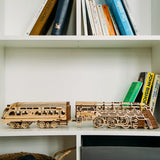 Wood Trick Atlantic Express Train 3D Wooden Puzzles for Adults and Kids to Build - 26.7x4 in - Rides up to 9 ft - Mechanical Locomotive Model Kit for Wood Trick