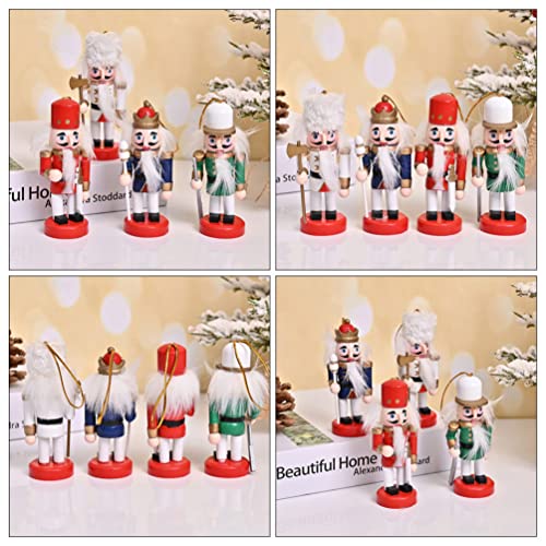 PartyKindom 4pcs Nutcracker Xmas Party Props Xmas Decorations Unfinished Wood Crafts Christmas Soldiers Xmas Style Pendants Xmas Supplies Puppets PartyKindom