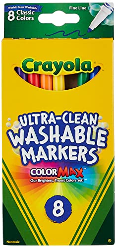 Crayola Ultra Clean Washable Markers, Fine Line Markers, School Supplies, 8 Count, Multicolor Crayola