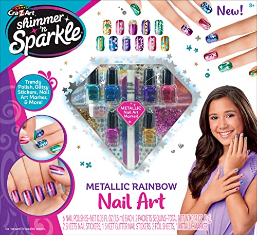 Shimmer 'n Sparkle Metallic Rainbow Nail Art Design Kit for Ages 8 and up - WoodArtSupply