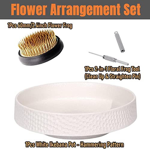 Japanese Ikebana Kit Floral Frog Japanese Flower Arranging Supplies Flower Container with Needle Straightening Tool & Kenzan - 2.4inch Flower Frog, Eggone