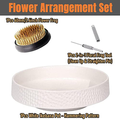 Japanese Ikebana Kit Floral Frog Japanese Flower Arranging Supplies Flower Container with Needle Straightening Tool & Kenzan - 2.4inch Flower Frog, - WoodArtSupply