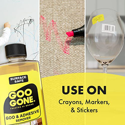 Goo Gone Adhesive Remover - 8 Ounce - Surface Safe Adhesive Remover Safely Removes Stickers Labels Decals Residue Tape Chewing Gum Grease Tar - WoodArtSupply