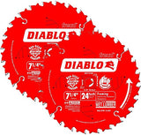 Freud D0724A Diablo 7-1/4-inch 24T ATB Thin Kerf Framing Saw Blades, 2-Pack Freud