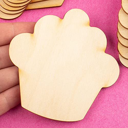 Pack of 24 Unfinished Wood Cupcake Cutouts by Factory Direct Craft - Blank Wooden DIY Muffin Treat Dessert Shapes for Scouts, Camps, Vacation Bible - WoodArtSupply