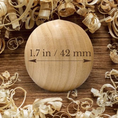 Natural Wood Shapes for Crafting - Unfinished Wooden Ovals, 1.7" Diameter - 8 Pcs Wood Balls for DIY Projects