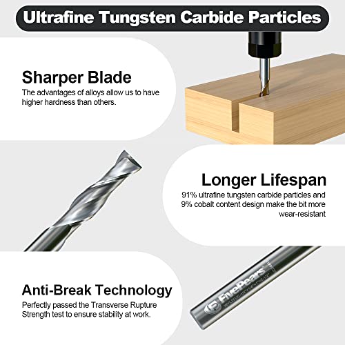 FivePears Up Cut Spiral Router Bit for CNC, 1/4 inch Cutting Diameter and 1 inch Cutting Length 1/4 inch Shank Carbide End Mill Router Bit for Wood - WoodArtSupply