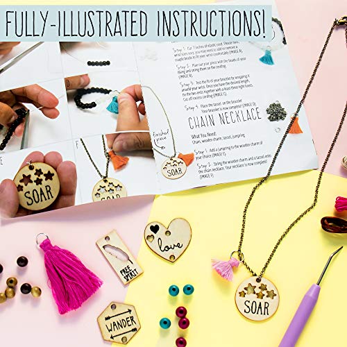 STMT DIY Wooden Charm & Tassel Jewelry Kit, Design & Create 10+ Accessories, Great Tween & Teen Bead Kit, Perfect for Sleepovers & Girl's Night, STMT