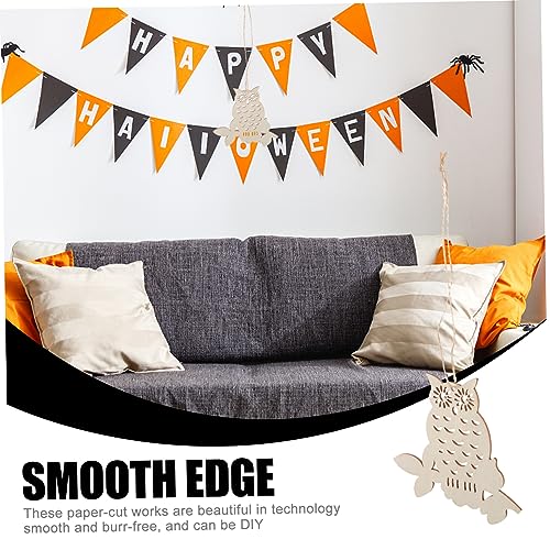 NOLITOY 1 Set Owl Wood Chips Decor DIY Wood Craft Owl Wood Slices DIY Wood Boards Halloween Adorn Unfinished Wood Slices Halloween Cutouts DIY Wood NOLITOY