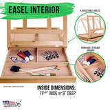 U.S. Art Supply Solana Adjustable Wood Desk Table Easel with Storage Drawer, Paint Palette, Premium Beechwood - Portable Wooden Artist Desktop, Board U.S. Art Supply