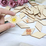 Honbay 60PCS Unfinished Rhombus Wood Slices Blank Wooden Embellishments for Painting DIY Crafts and Home Decoration HONBAY