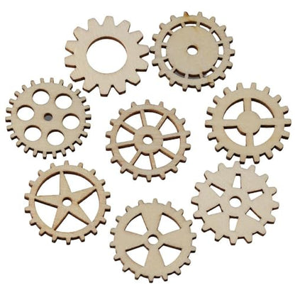 hobbyhub 100 Pcs Wooden Gear Wheels Decoration,Mixed Style Unfinished Blank Wooden Pieces for Making DIY Crafts - WoodArtSupply