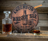 Personalized Whiskey Bar Sign 10" 14" 18" Round Wood Sign Bourbon Bar Accessories Bar Decor Gift B3-00140051001 Chico Creek Signs