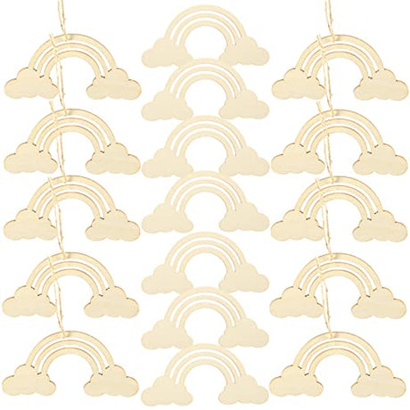 Unfinished Wooden Rainbow Cutouts: 20PCS Rainbow Wood DIY Craft Shapes Ornaments Blank Wood Slices Embellishments for Wedding Birthday Christmas EXCEART