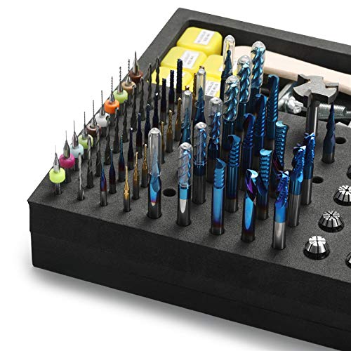 Genmitsu EVA CNC Milling Bit Storage Tray with 85 Holes, 200mm x 200mm x 43mm Genmitsu