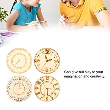Wood Cutouts, 16PCS Wood Rounds for Crafts Round Wooden Ornaments, Wood Cutouts Round Clock Shaped Unfinished Chips Wooden Crafts for Decoration HERCHR