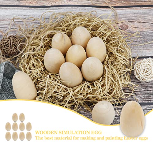 LNQ LUNIQI 10Pcs Unfinished Wooden Eggs 2.5 Inch Smooth Flat Bottom Unpainted Eggs Fake Wooden Eggs for Crafts, Easter Decorations and Gifts LNQ LUNIQI