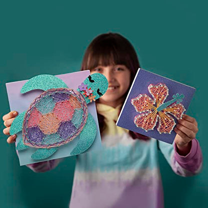Craft-tastic — String Art Sea Turtle for 2 Fun Craft Projects — Sea Turtle and Hibiscus Flower — Ages 10+