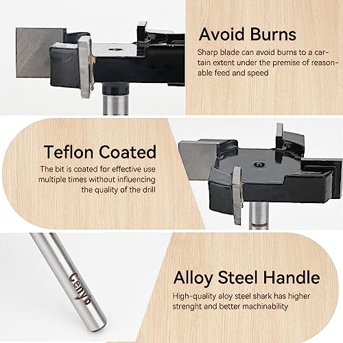 CENYB CNC Spoilboard Surfacing Router Bits,4 Teeth 1/4 inch Shank 2 inch Cutting Dia with Router Collet for Woodworking Tools - WoodArtSupply