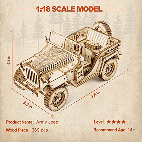 ROKR Model Car Kits Wooden 3D Puzzles Model Building Kits for Adults-Educational Brain Teaser Assembly Model for Adults to Build, Desk Decor/DIY - WoodArtSupply