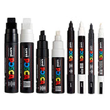 POSCA Black & White - Medium to Broad Set of 8 Pens (PC-17K, PC-8K, PC-5M, PC-3M) posca