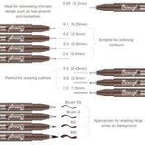 Bianyo Sepia Micro Pen Set, 12 Assorted Sizes Drawing Pens with Bonus Pouch Bag, Water-Resistant Archival and Pigment Ink Art Pens, Precision Drawing Bianyo