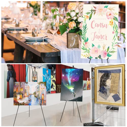 JEAWIWI Easel Stand 65 Inches 3 Pcs, Lightweight Adjustable Art Easel for Display, Painting, Wedding Sign, Poster, Black Metal Easel with Portable JEAWIWI