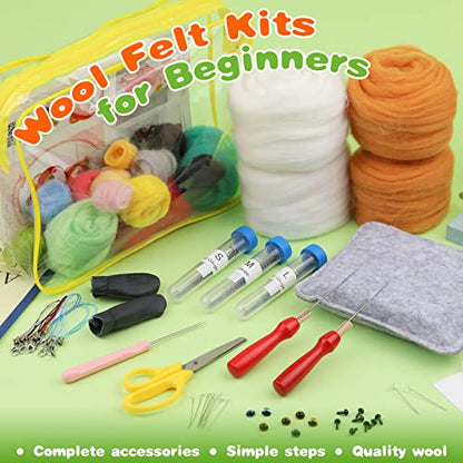 BAGERLA Needle Felting Kit, Wool Felting Beginner Kits Includes 8 Pcs Animal Instructions Felting Pad Needle Felting Basic Tools, Complete Needle - WoodArtSupply