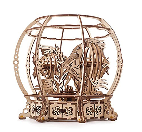 UGEARS 3D Puzzle Mechanical Aquarium - Creative 3D Wooden Puzzles Idea - Aquarium Wood Model Kit - Unique Wooden Puzzle - 3D Puzzles for Adults and UGEARS