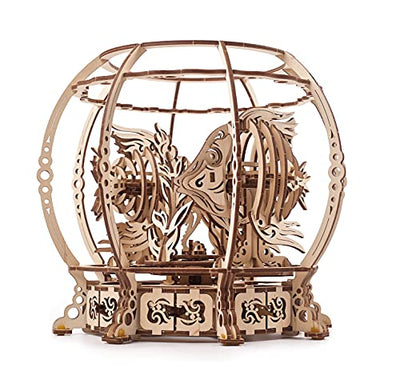 UGEARS 3D Puzzle Mechanical Aquarium - Creative 3D Wooden Puzzles Idea - Aquarium Wood Model Kit - Unique Wooden Puzzle - 3D Puzzles for Adults and