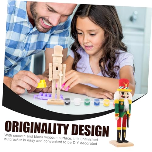 OFFSCH 1 Set White Nutcracker Home Decor Puppets Xmas Soldier Nutcracker Unfinished Wood Nutcracker Ornament Xmas Blank Nutcracker DIY Nutcracker OFFSCH