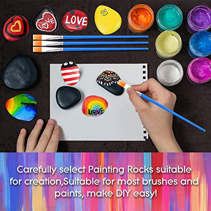 cssopenss 80 Pcs Painting Rocks, 18 Pounds 2-3in River Rocks for Painting, 80 Chunk Flat Rocks for Painting, Unique Stones for DIY Gifts Art Craft - WoodArtSupply