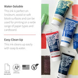 Speedball Water-Soluble Block Printing Ink Starter Set, 6 Bold Colors with Satin Finish, 1.25-Ounce Tubes Speedball