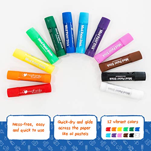 Mod Paint Sticks - Washable Solid Tempera Paint Markers - Non-Toxic, Quick Drying, and No Mess Paint Sticks - Color Art Supplies Set for Kids and MODFAMILY PRODUCTS THAT SIMPLIFY LIFE
