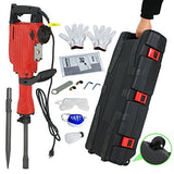 F2C 2200W Heavy Duty Electric Demolition Jack Hammer Concrete Breaker Power Tool Kit 2 Chisel 2 Punch Bit Set W/Case, Gloves F2C