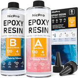 Nicpro 8 Ounce Crystal Clear Epoxy Resin Kit, Food Safe DIY Starter Epoxy Resin for Art Craft, Canvas Painting, Molds Pigment Jewelry Making, Resin Nicpro