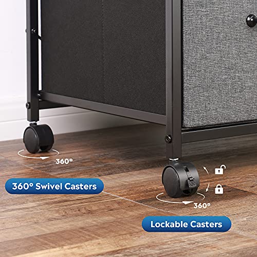 DEVAISE 3 Drawer Mobile File Cabinet, Rolling Printer Stand with Open Storage Shelf, Fabric Lateral Filing Cabinet fits A4 or Letter Size for Home DEVAISE