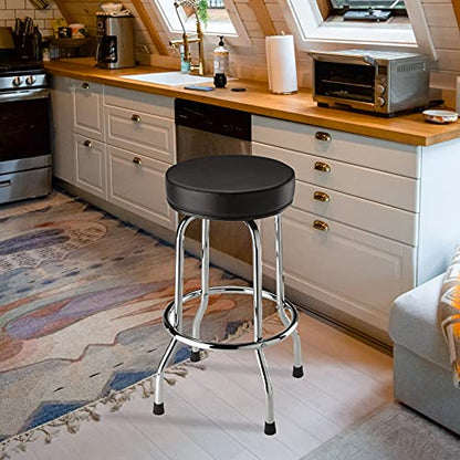 BIG RED Torin Swivel Bar Stool: Padded Garage/Shop Seat with Chrome Plated Legs, Black, 28.74" Tall, 18.5" Diameter