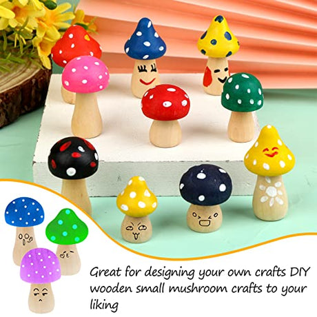 48-Piece Wooden Mushroom Set, 6 Different Sizes and Cute Shapes Unfinished Wooden Mushrooms Perfect for Art Project Crafting and Fairy Themed Spring Ioffersuper
