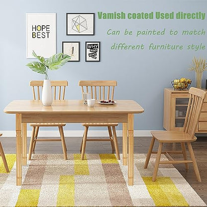 MYOYAY Farmhouse Dining Table Legs Set of 4 Unfinished Chunky Turned Leg Solid Wood Farm Style Legs Clear Varnish Coated DIY Furniture 28" x 2.3"