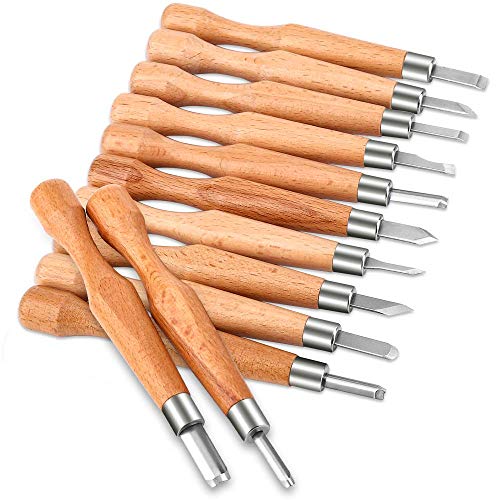 PRUGNA Hardwood Carving Tools Kit, AISI-07 Carbon Steel Graver Set for Beginners & Professionals, 12 Pcs Engraving Knife with Storage Case - WoodArtSupply