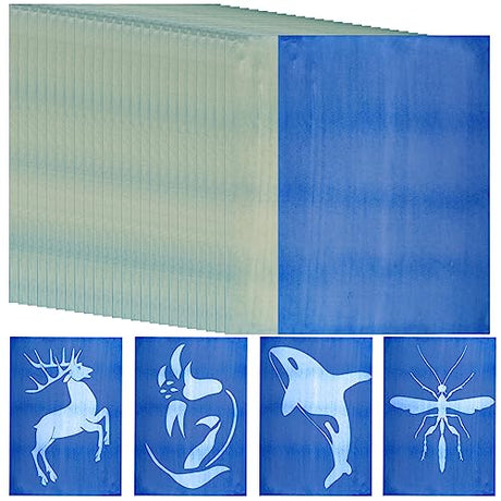 Fumwase 30 Sheets Sun Print Paper Kits Cyanotype Papers Kit A4 Nature Printing Solar Activated Light Sensitive Drawing Photosensitive Printmaking for Fumwase